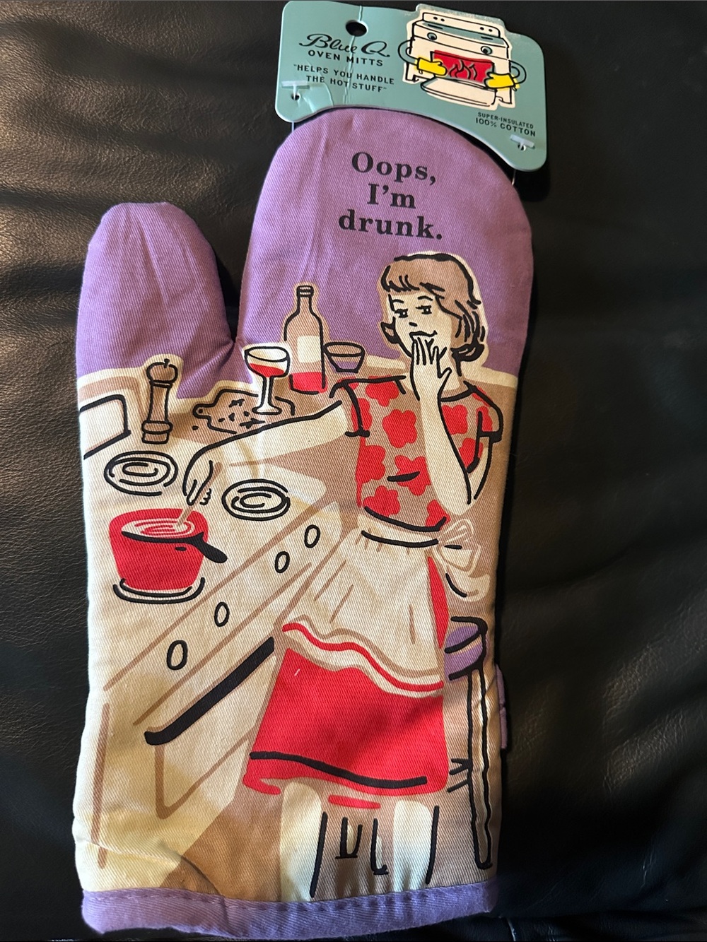 Blue Q Purple 'Oops, I'm Drunk' Retro Kitchen Oven Mitt